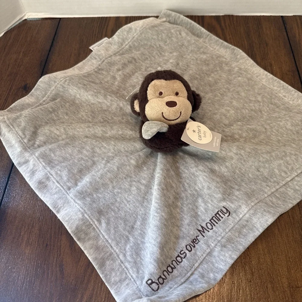 Carters Bananas Over Mommy Lovey Security Cuddle Blanket Rattle Satin Backing